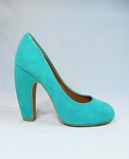 KIMCHI BLUE Gretel Teal Suede Curved Heel Pump Size 7M Urban Outfitters