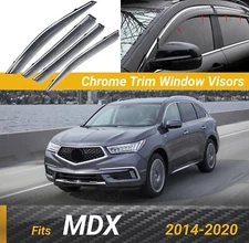 For Acura MDX 2014-20 Chrome Trim Window Vent Visor Rain Guards Shade Deflector
