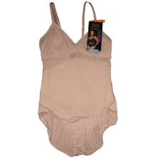 Maidenform Lace Bodysuit Size Small Sandshell Firm Shapewear Cool Comfort New