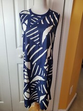 Lauren Ralph Lauren Women's Geometric Sleeveless Blue Cream Knee Length Dress