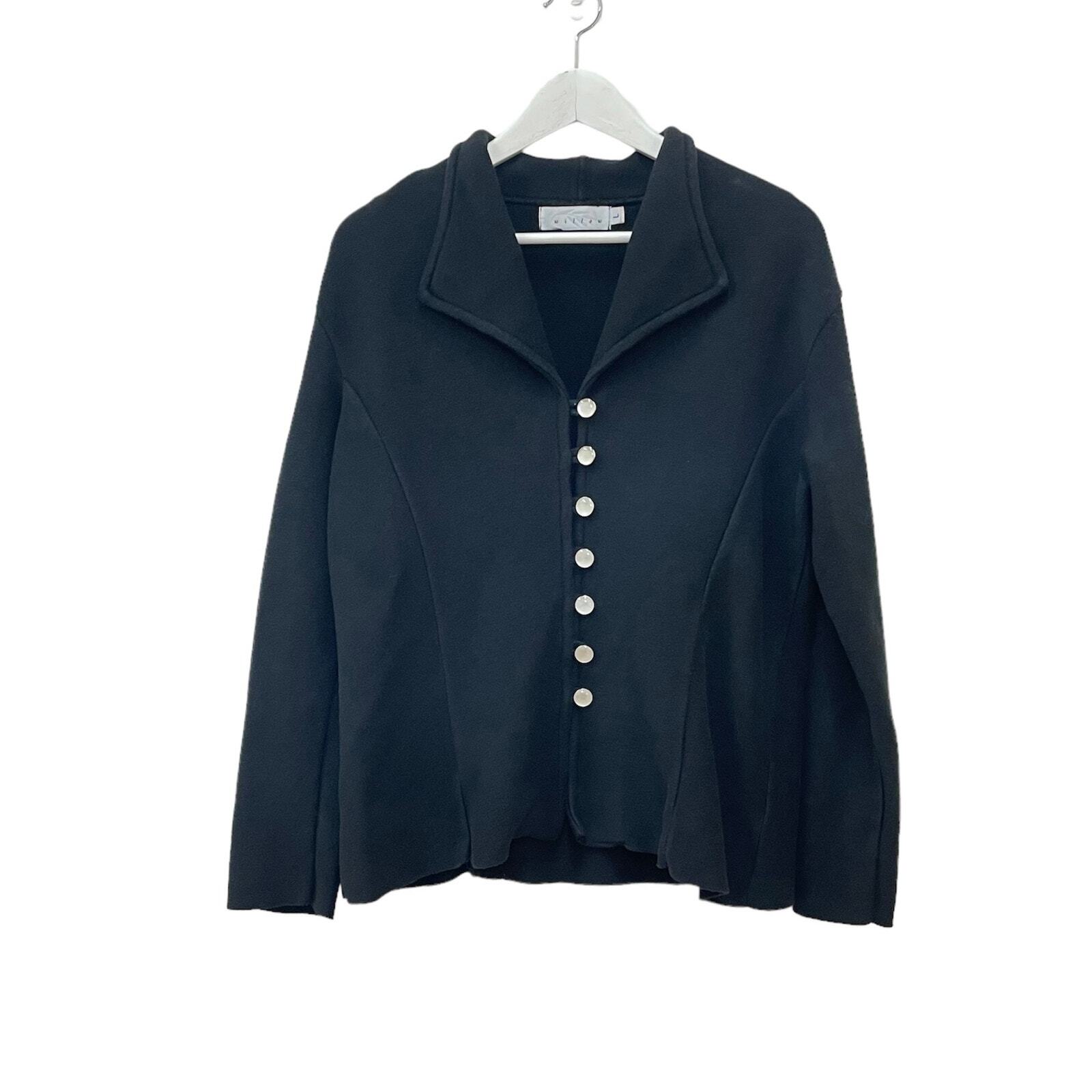 Willow Black Cotton Blend Button Front Collared Knit Cardigan Sweater Size L