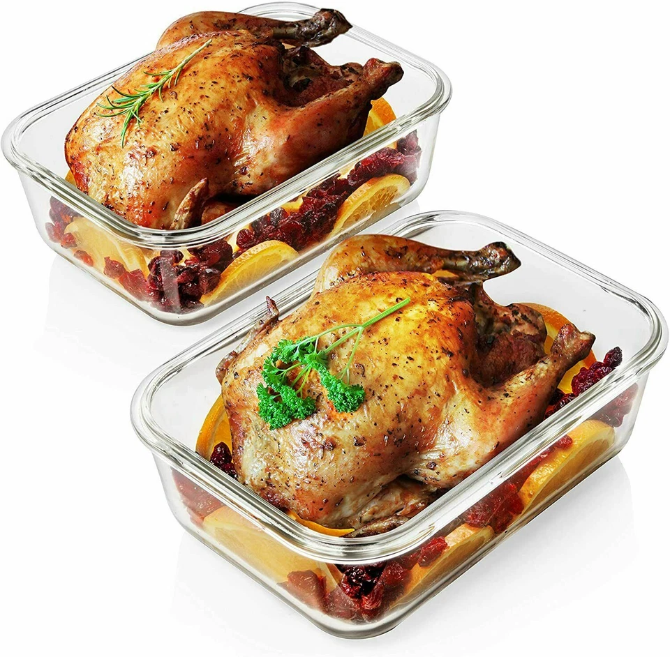 Juego de 2 Contenedores de Almacenamiento de Alimentos de Vidrio Grande 63 Oz con Tapa Hermética, Razab Foto 4 de 4