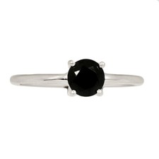 Faceted Black Onyx - Brazil 925 Sterling Silver Ring Jewelry s.9 CR67846