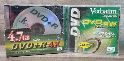 New-KHypermedia DVD+RW 10Pk 4X 4.7GB 120Min+ 1 Verbatim W/Cases-Rewritable