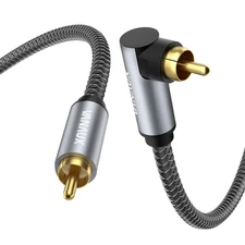 90 Degree RCA Cable,Right Angle Subwoofer Cable,Digital Coaxial Audio Cable,Nylo