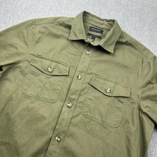 Banana Republic Standard Fit Long Sleeve Utility Button Shirt Mens Large Green