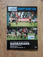 Cardiff v Barbarians April 1994 Rugby Programme