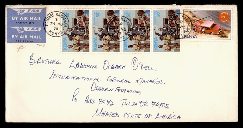 DR WHO 1978 KENYA KAMBIRI KAKAMEGA EAA AIRMAIL TO USA R63028