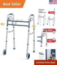 Walkers for Seniors Aluminum Lightweight Walker with Wheels, Adjustable Width...