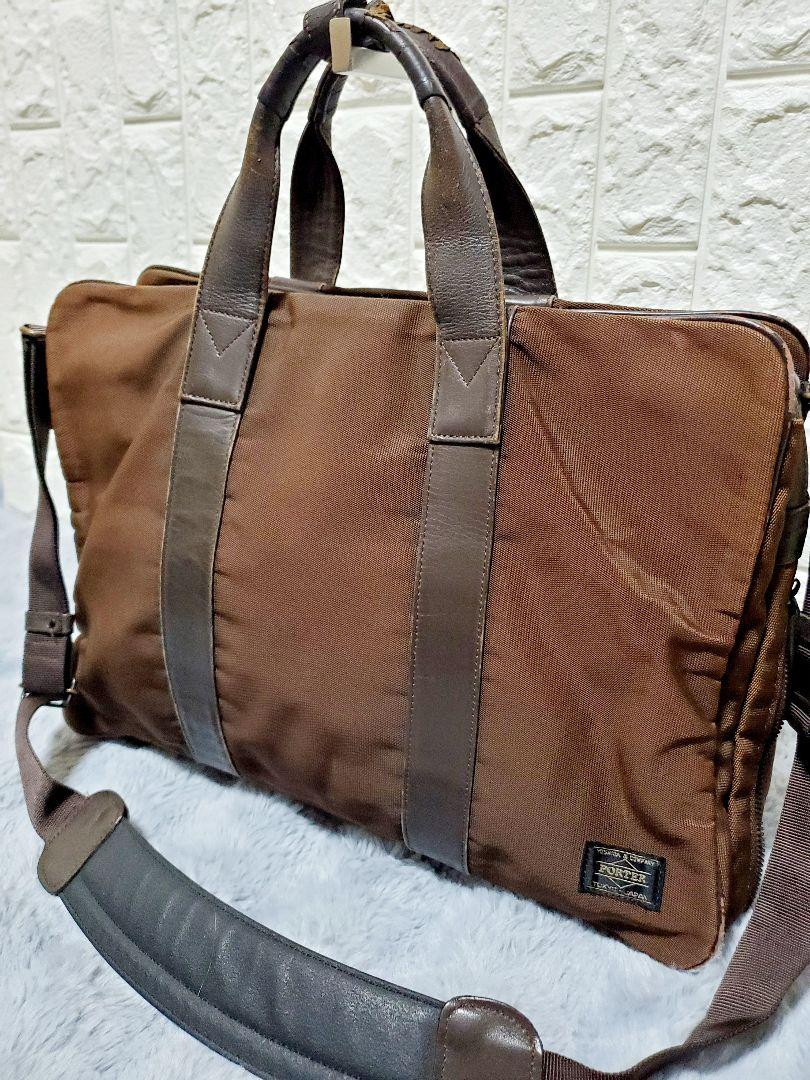 Porter Briefcase Business Bag Tag Brown A4