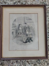 DAUMIER MOEURS CONJEUGALES ANT PRINT PEOPLE 19th CENTURY SIGN FRAMED 16.5x14x1/2