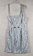 Moulinette Soeurs Anthropologie One Shoulder Silver Grey Dress Size 4