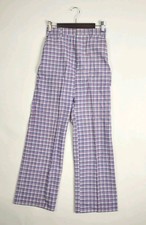 Vintage 70s Plaid High Waist Wide Leg Pants Purple Pastel