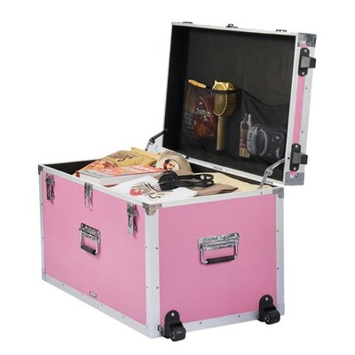 Large & Small Pink Trunks: 32'' w/ Wheels & 3 Handles, 24'' w/ Easy-Carry Design