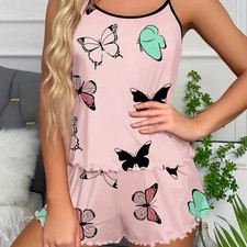 Women's Camisole & Short Set Satin Short Style Cami Nightie Homewear Soft Cozy