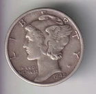 1942-D MERCURY DIME 10¢ DENVER 90% SILVER COIN UNITED STATES MINT