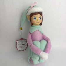 Mr Christmas Knee Hugger 6.5" Elf Doll 2025 Retro Style Pink Pastel Brunette