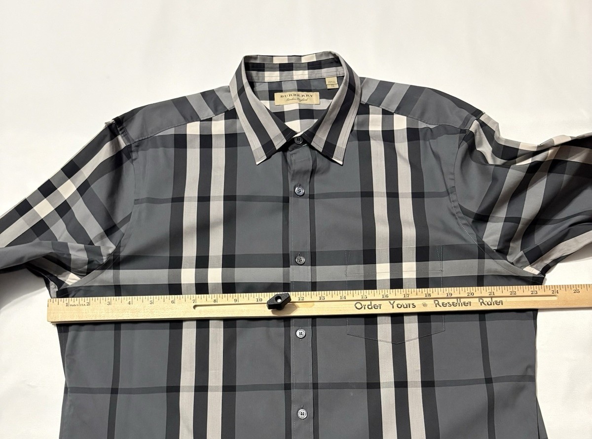 BURBERRY Shirt IP Check Medium M Gray | eBay
