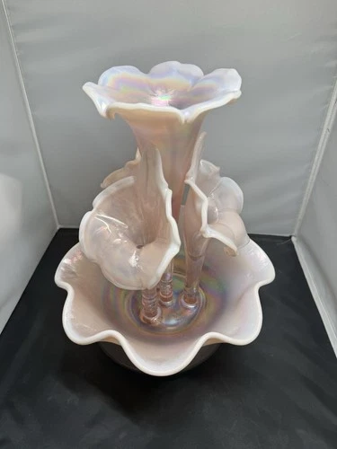 Fenton Rose Pink Opalescent Four Horn Epergne - Free Shipping