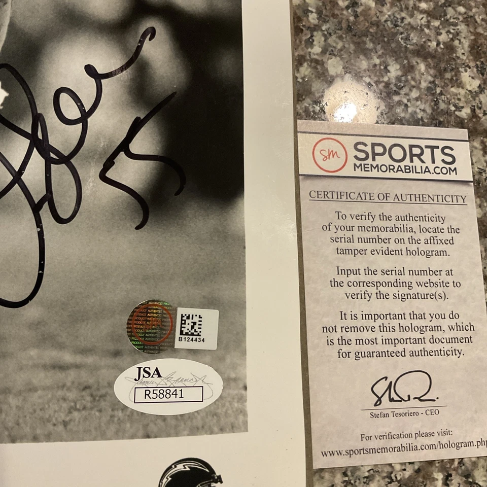 Junior Seau Signed Chargers 8x10 Photo W/ 2 COA Jsa& Sm San Diego - Image 3 of 4