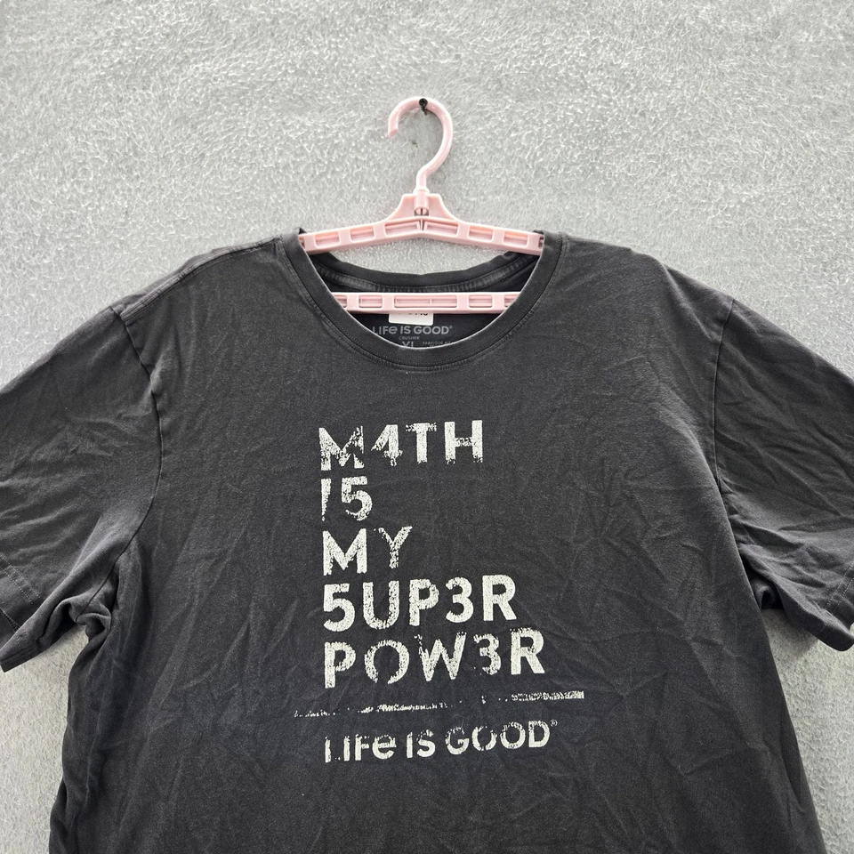 Camisa Life Is Good Hombre XL Negra Math Is My Superpower Crusher Manga Corta Foto 4 de 4