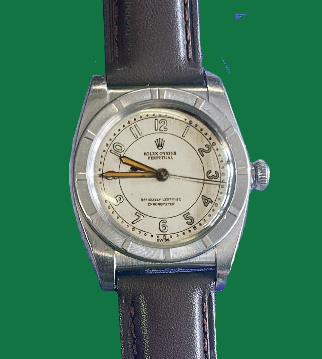 Vintage 1945 ROLEX Stainless Steel Bubble Back Original Dial Men