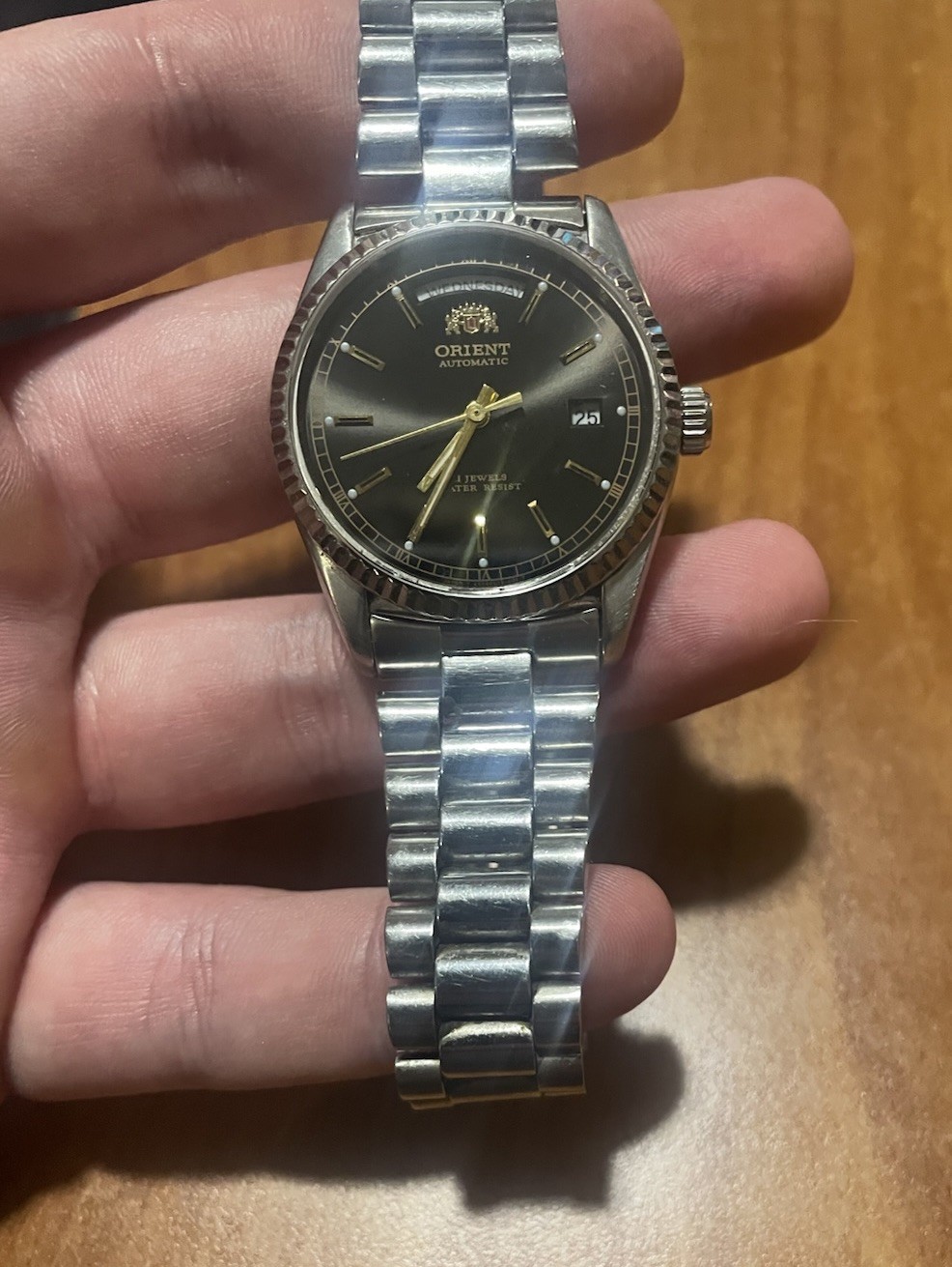 Rare Orient President Day-Date Watch Black Dial, 36mm, Fluted Bezel, Auto