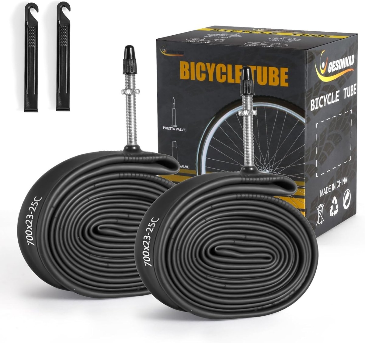 Pack 700 x 23-25C Road Bike Tubes, Bicycle Tube Compatible with
