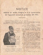 Frankreich, Gebrauchsanweisung f&uuml;r die ANP 31 Gasmaske aus der Zeit des zweiten