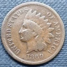 1869/9 Overdate Indian Head Cent 1c Better Grade #102074