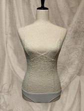 Express Lace Floral Camisole Bodysuit Beige XS Adjustable Spaghetti Straps
