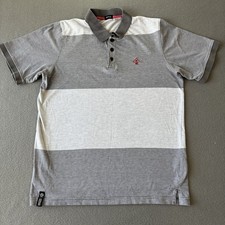LRG Clothing Equipment Mens Polo Size M VTG Y2K Skate Colorblock Striped 2000s
