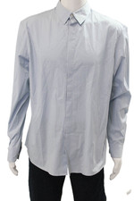 Elie Tahari Mens Light Blue Striped Point Collar Long Sleeve Dress Shirt Size L