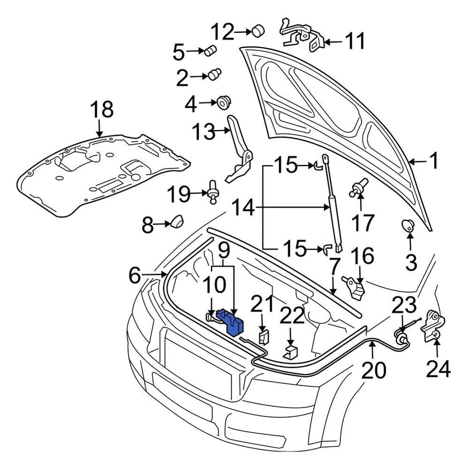 For Audi S4 2004-2009 Audi 8E0823509D Front Hood Latch Foto 4 de 4