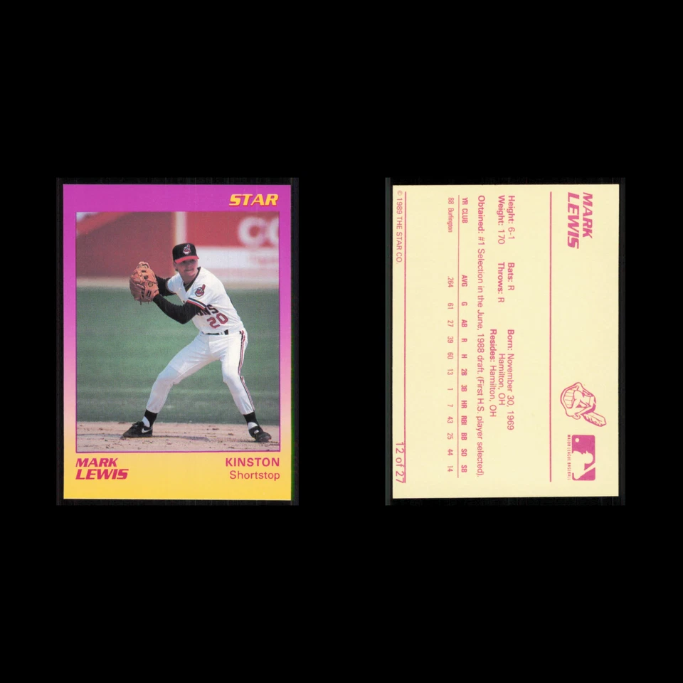 Mark Lewis #12 1989 Star Minor League Kinston Indians Baseball Card MLB NM Foto 3 de 3