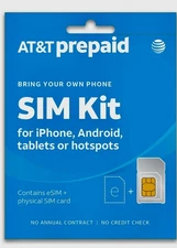 AT&T Prepaid Sim Card Bring Your Own Phone 4G.5G Blue ESim Only Must Mail Track