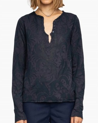 Zadig & Voltaire Henley Long Sleeve T-Shirt Encre