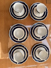 Winterling Röslau - Kaffeeservice weiß-blau mit Goldrand, 18-teilig