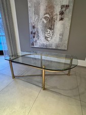 Vintage Wohnzimmertisch / Couchtisch Glas / Messing