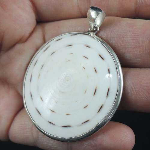 925 Sterling Silver Round Natural White Shell Pendant Hand Made Jewellery NCS-21 - Picture 2 of 6