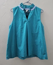 *NEW* w/tags Crown & Ivy Turquoise Ruffled Cotton Tank Blouse Women’s Size XL