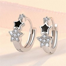 Elegant Silver Plated Cubic Zirconia Hoop Earring Women Wedding Jewelry Gift