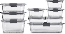 Rubbermaid Brilliance Glass Food Storage Containers, Assorted Sizes, Set of 9, B