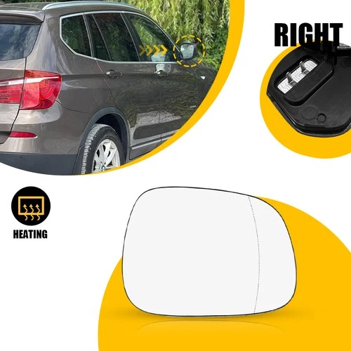 Heated Convex Passenger Side Mirror Glass for BMW X3 F25 2010-2014 51162991660