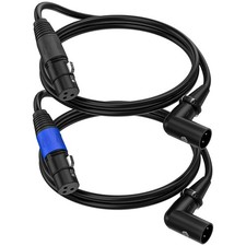 Right Angle XLR to Straight XLR Plug Cable 90-Degree Male to Straight Male Ba...