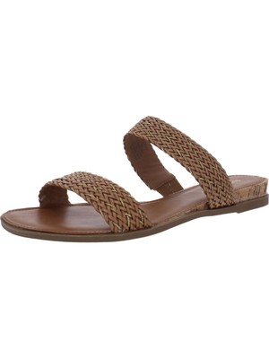 SUN STONE Womens Brown Cork-Like Easten Wedge Slip On Slide Sandals 9 M