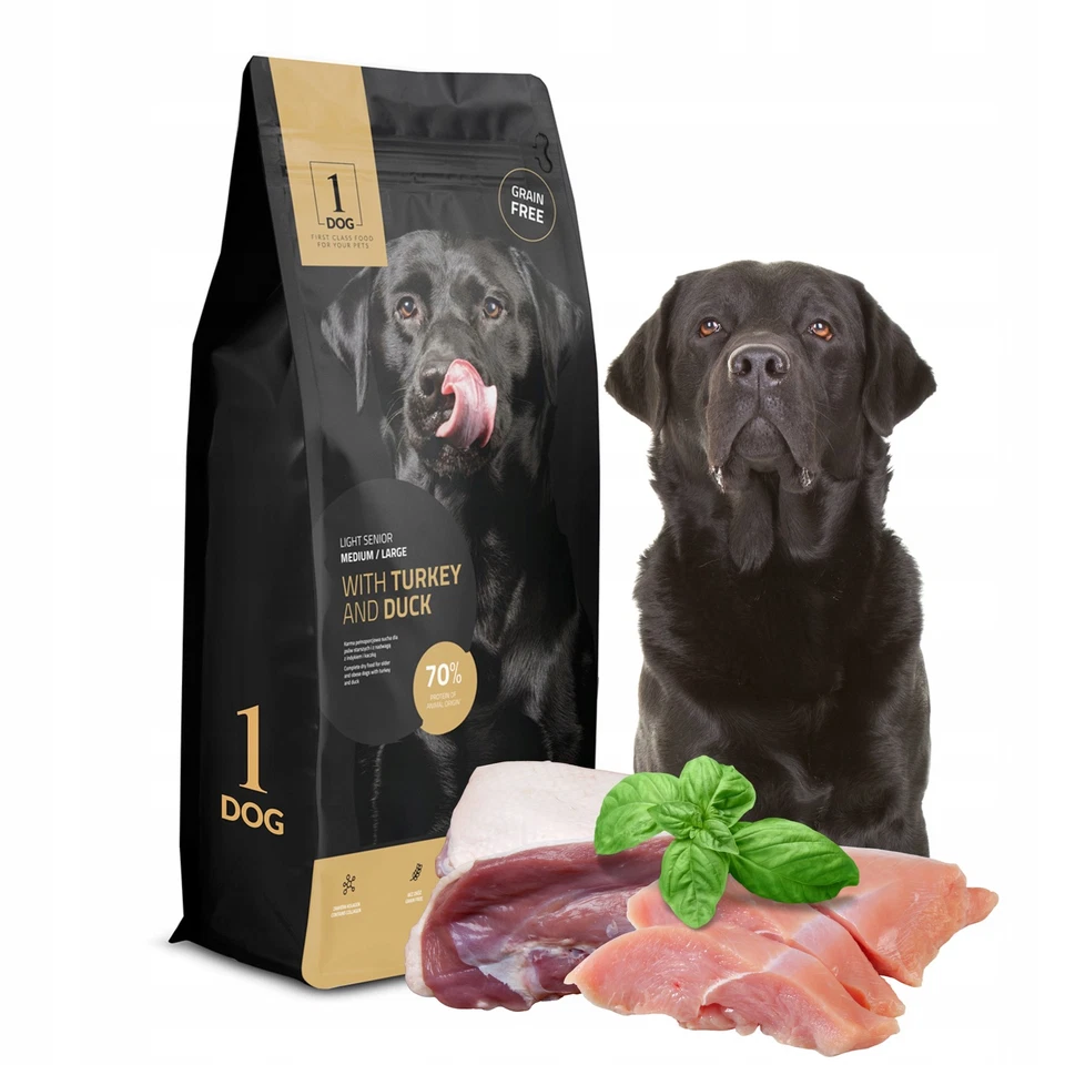 Trockenfutter Hund Hundefutter 12kg Getreidefrei für Senior mit Pute Ente 1DOG - Bild 2 von 4