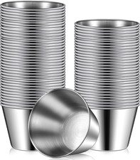60 Pcs Stainless Steel Sauce Cups Bulk, 2.5 Oz Metal Ramekins Dipping Sauce Cups