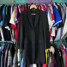 Vintage Luxury Gucci Black Striped Wool Long Overcoat Jacket by Zamasport IT42