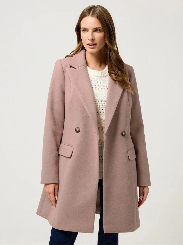 M&Co Pink Mid Length Double Breasted Coat Size 18 BNWT - Image 2 of 4